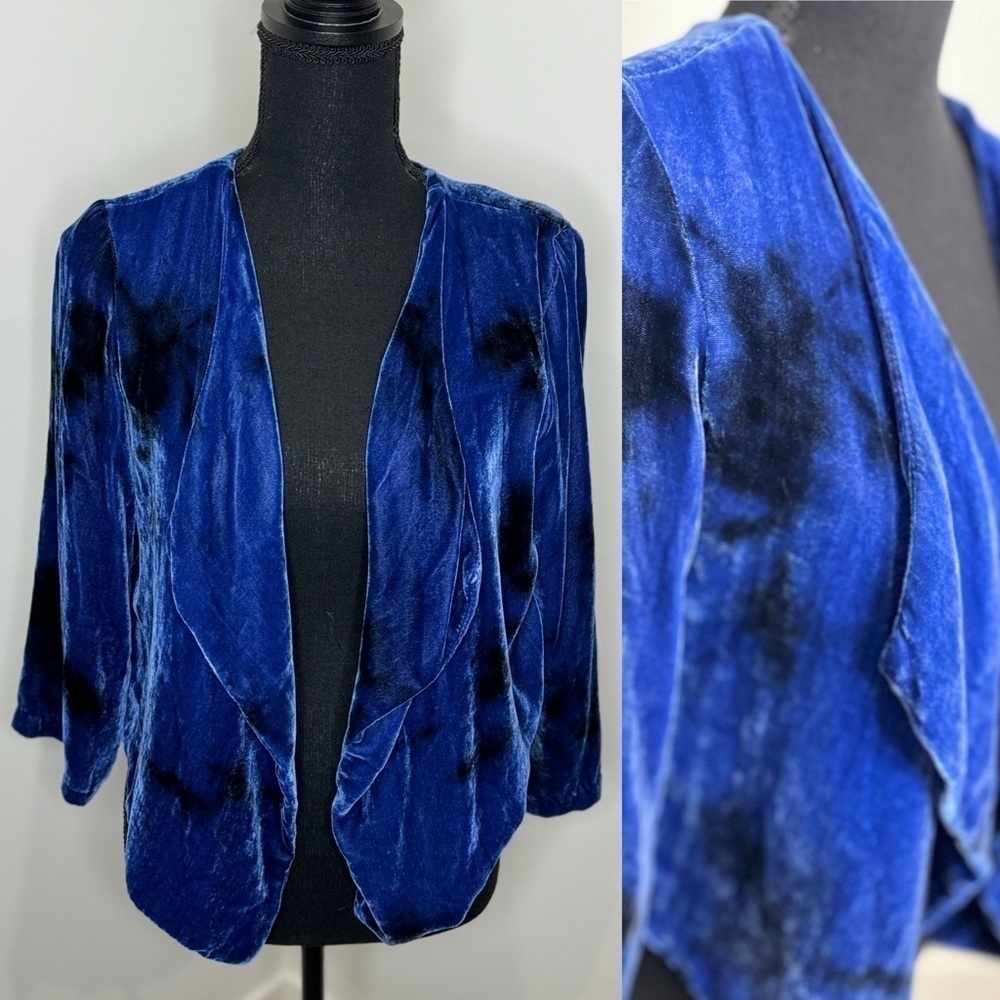 Blu Moon Blue Velour Front Open Cardigan (Sz 2)